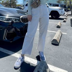 Ultra high rise utility pant in off white